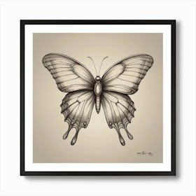 Butterfly Drawing 4 Art Print