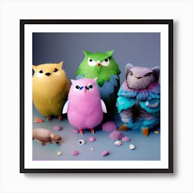 Colorful Owls Art Print