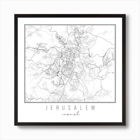 Jerusalem Israel Street Map Art Print