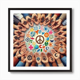 Peace Symbol With Hands Of Many People Art Print