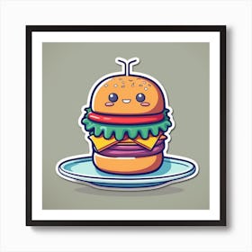 Cartoon Burger Vector Illustration 5 Art Print