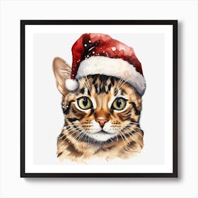 Bengal Cat In Santa Hat 9 Art Print