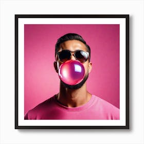 Bubble Blowing Man Art Print