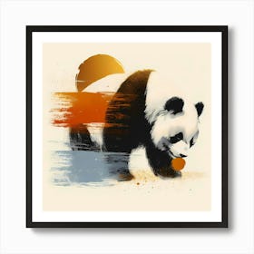 Panda Baer And Sun Creative Minimal Paint Art Print