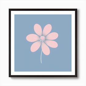 A White And Pink Flower In Minimalist Style Square Composition 469 Art Print