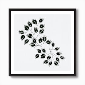 Flowing Leaves Black White Art Print
