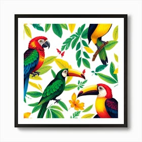 Seamless Pattern With Toucans Art Print