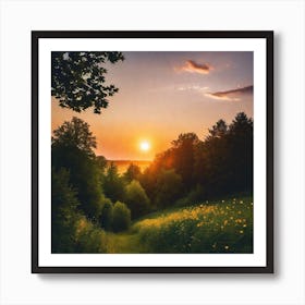 Sunset In The Woods 15 Art Print