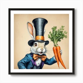 Rabbit Holding Carrots 2 Art Print