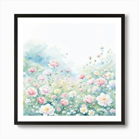 Watercolor Flowers Background 4 Art Print