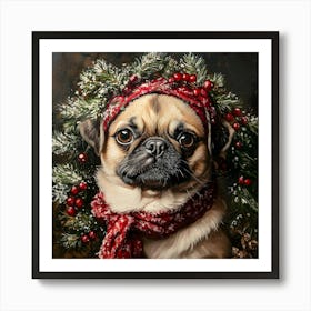 Christmas Pug 1 Art Print