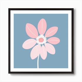 A White And Pink Flower In Minimalist Style Square Composition 706 Art Print