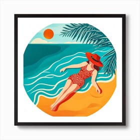 Woman Enjoying The Sun At The Beach 10 Art Print