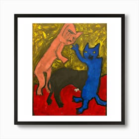 Cat Fight 4 Art Print