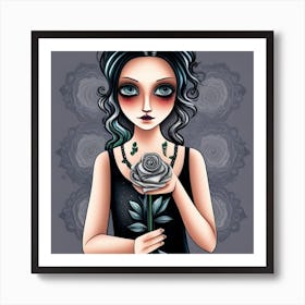 Little Goth Girl Art Print