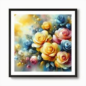 Colorful roses in sunset oil painting abstract painting art 7 Art Print