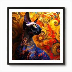 Kitty Set Gold - Sphynx Cat Art Print