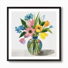 Bouquet of flowers inside a vase. Abstract artistic drawing 2 Art Print