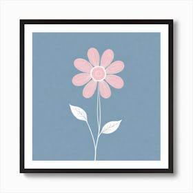 A White And Pink Flower In Minimalist Style Square Composition 310 Art Print