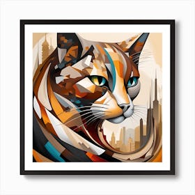 Abstract Cat Painting Art Print