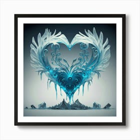 Heart silhouette in the shape of a melting ice sculpture 2 Art Print