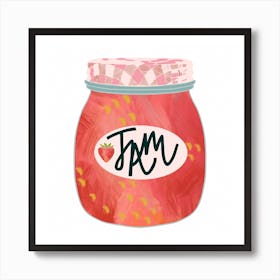 Vintage Strawberry Jam Jar  Square Art Print