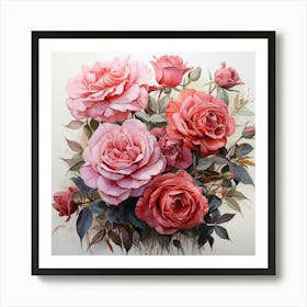 Pink Roses 1 Art Print