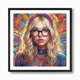 Soul Connection, Petite Body, Blonde Hair, Blue Eyes, Wears Glasses, Nerdy But Seductive Art Print