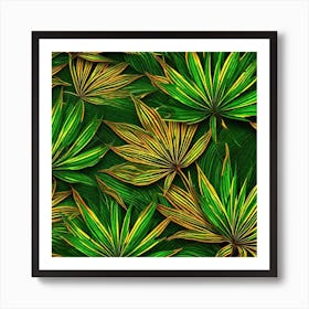 Tropical Leaves Seamless Pattern Art Print
