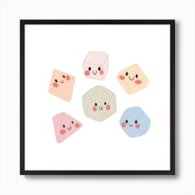 Happy smiley dungeons and dragons dice Art Print