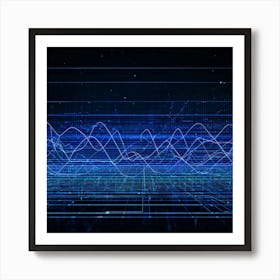 Abstract Digital Painting Showing A Grid Composed Of Geometric Patterns And Dots Interconnected Wav (1) 2 Art Print