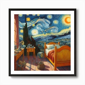Van Gogh Painted A Bedroom With A View Of Martian Landscapes 2 Art Print