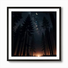 Moonlight In The Forest 2 Art Print