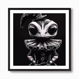 Creepy Frog Jester Monochrome Photo Art Print