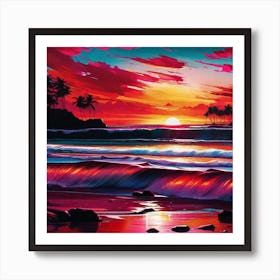 Sunset At The Beach 228 Art Print