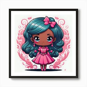 Black Girl In Pink Dress Art Print