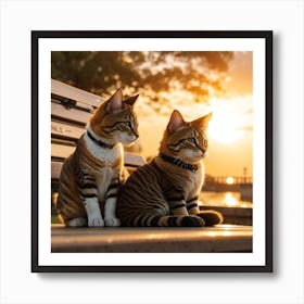 Sunset Cats 2 Art Print