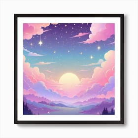 Sky With Twinkling Stars In Pastel Colors Square Composition 39 Art Print