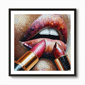 Mosaic Lips Art Print