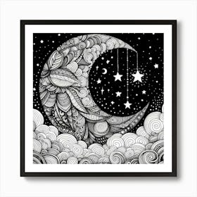 Moon And Stars 3 Art Print