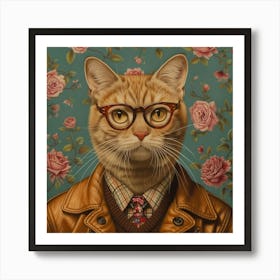 Cat In Glasses Art Print