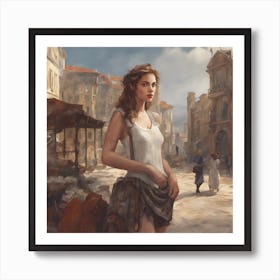 Woman In A City Art Print