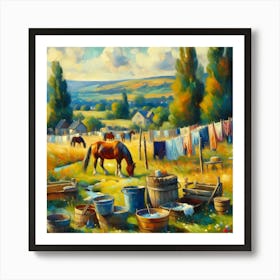 Horse In The Field Art Print