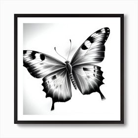 Butterfly In Black And White 1 Art Print
