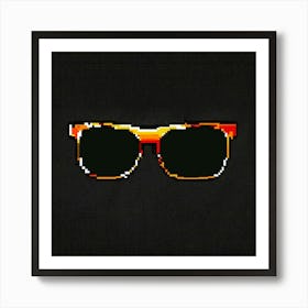 Pixel Art Of Black Sunglass From The Front With Bl Art Print