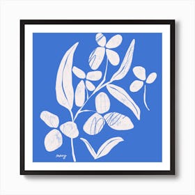 Abstract Floral Blue Square Art Print