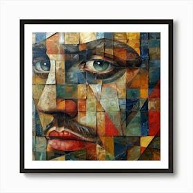 Face Of A Man - Cubism Art Print