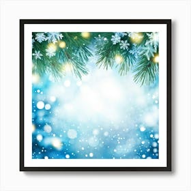 Abstract Winter Wonderland With A Closeup Of A Spruce Tree Branch Adorned With Snowflakes In The For (4) Art Print