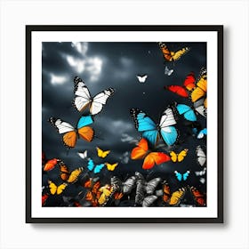 Colorful Butterflies In The Sky 12 Art Print