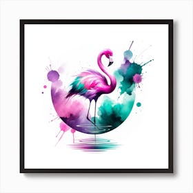 Watercolor Flamingo 1 Art Print